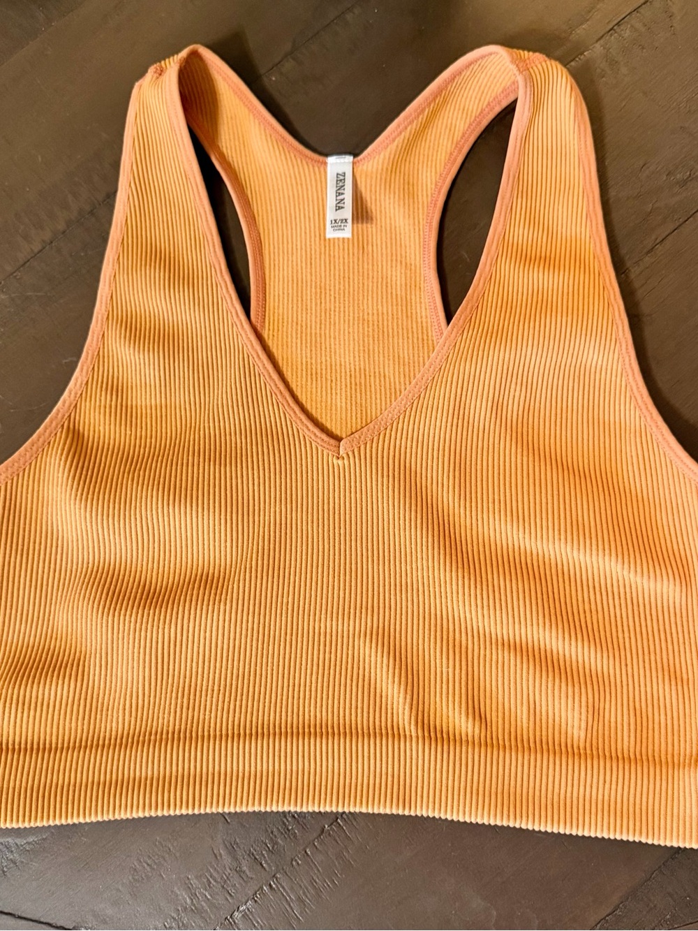 Zenana Outfitters Ribbed Racerback Bralette in Orange